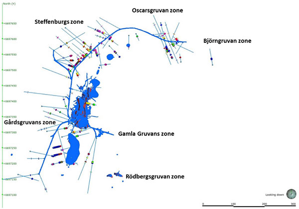 Figure 4: Plan View of Tomtebo Mine