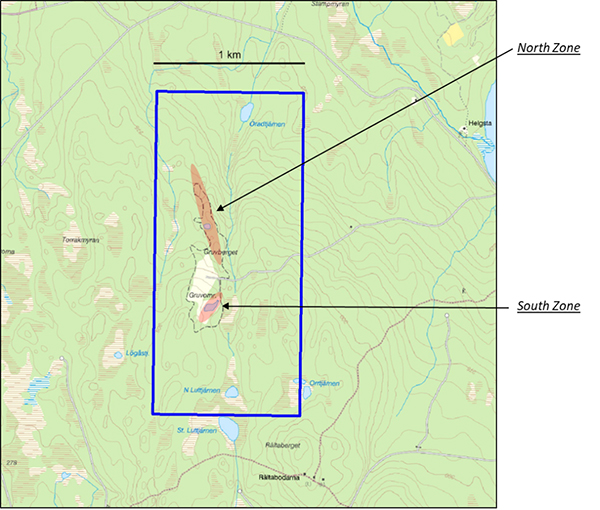 Figure 6: Gruvberget North and South Zones