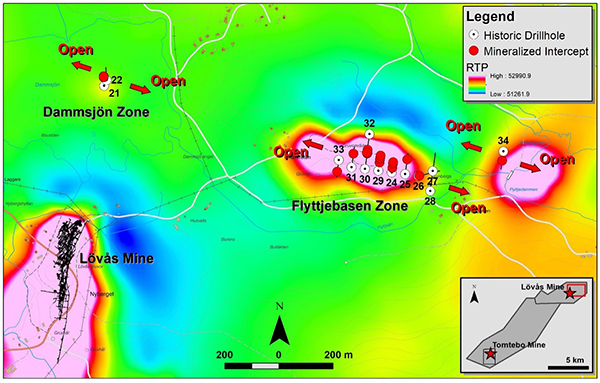 Figure 7: Plan View of Dammsjön and Flyttjebasen Zones