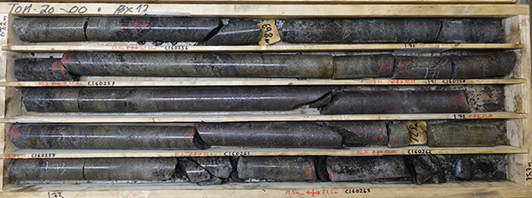 TOM21-001 Sulphide Mineralization from 69.2 to 73.7 m